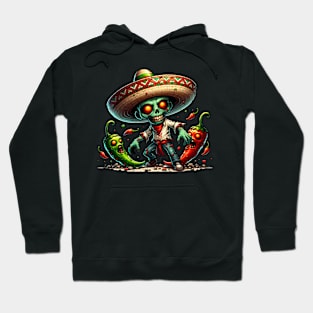 Zombie Cinco de Mayo Man and Hot Peppers Hoodie